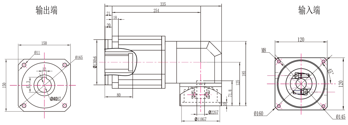 ABR142 三级孔输出外形图（22-110-145-M8接口）