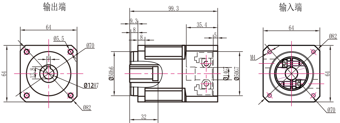 AB60 一级孔输出外形图