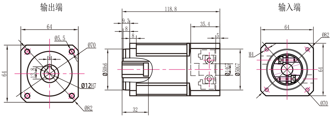 AB60 二级孔输出外形图