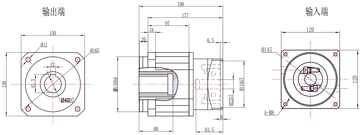 AB142 一级孔输出外形图