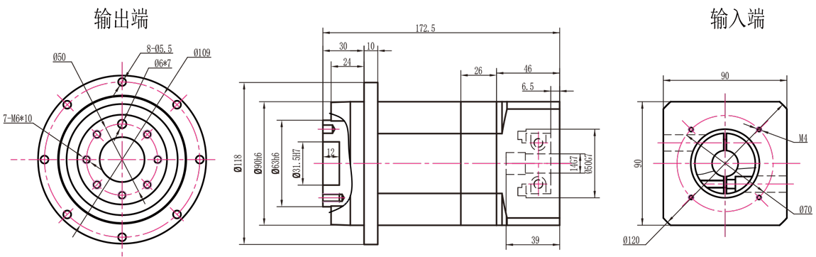 PT90 转60三级外形图