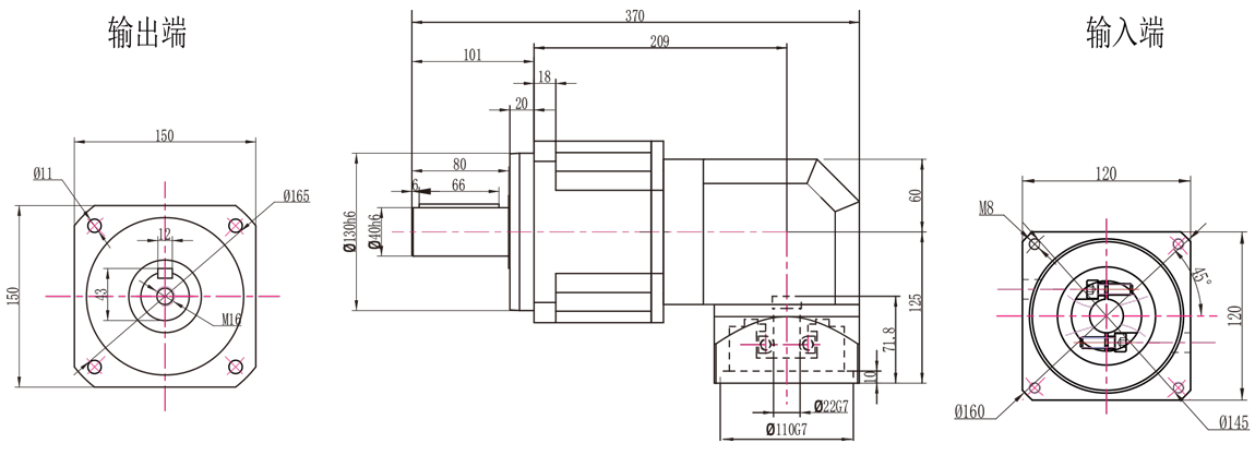 ABR142 二级外形图（22-110-145-M8接口）