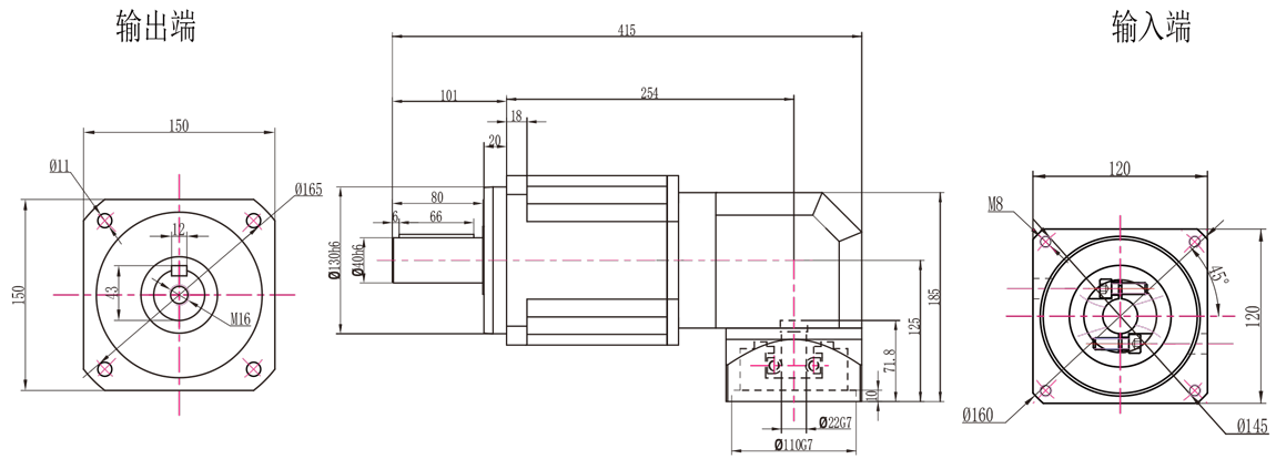 ABR142 三级外形图（22-110-145-M8接口）